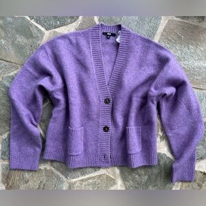 Uniqlo Women's Souffle Yarn V-Neck Short Cardigan Purple. Size M NWT